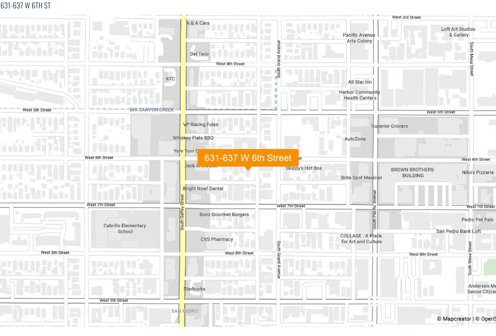 Local map of 631-637 W 6th Street, San Pedro