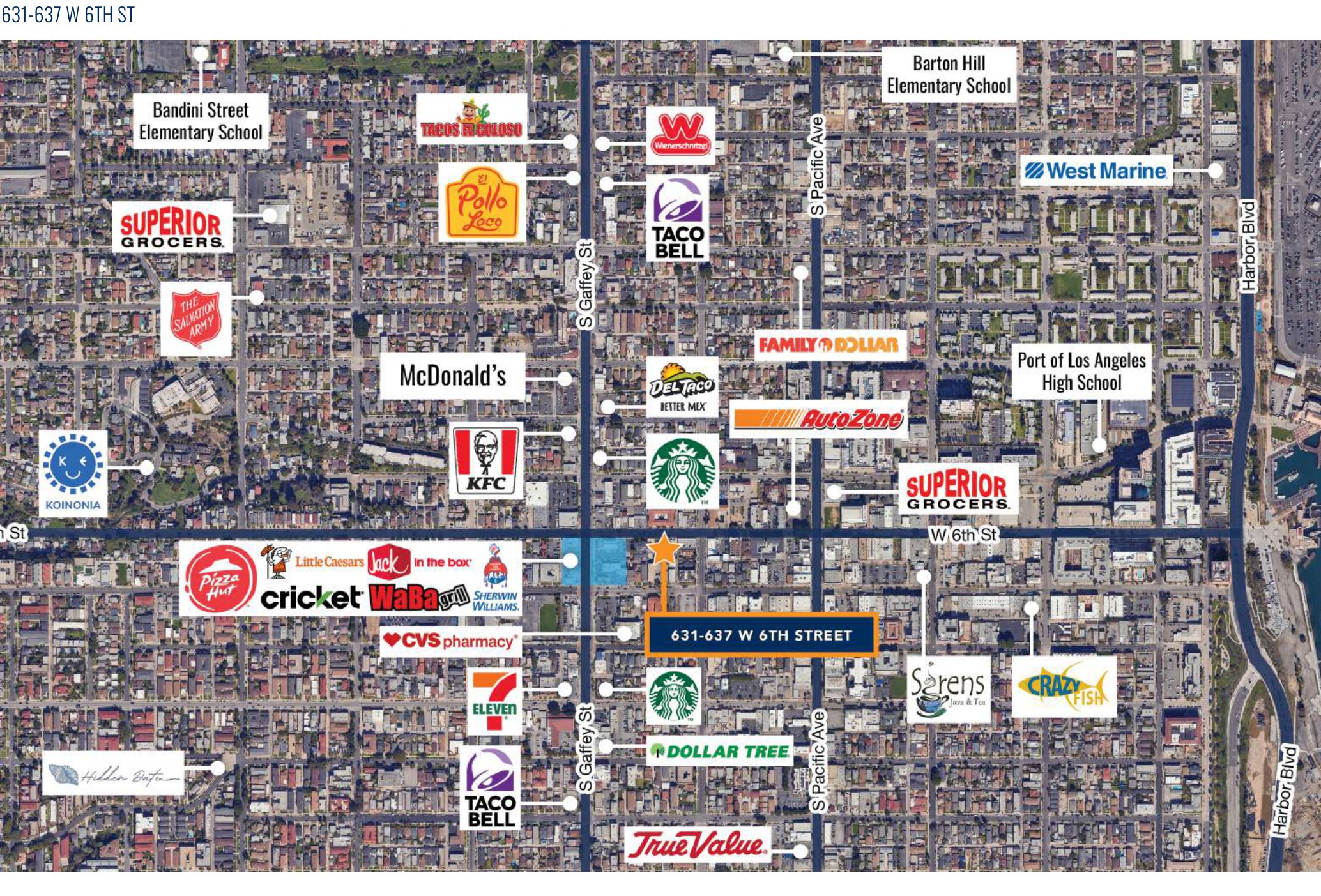Retailer map surrounding the subject